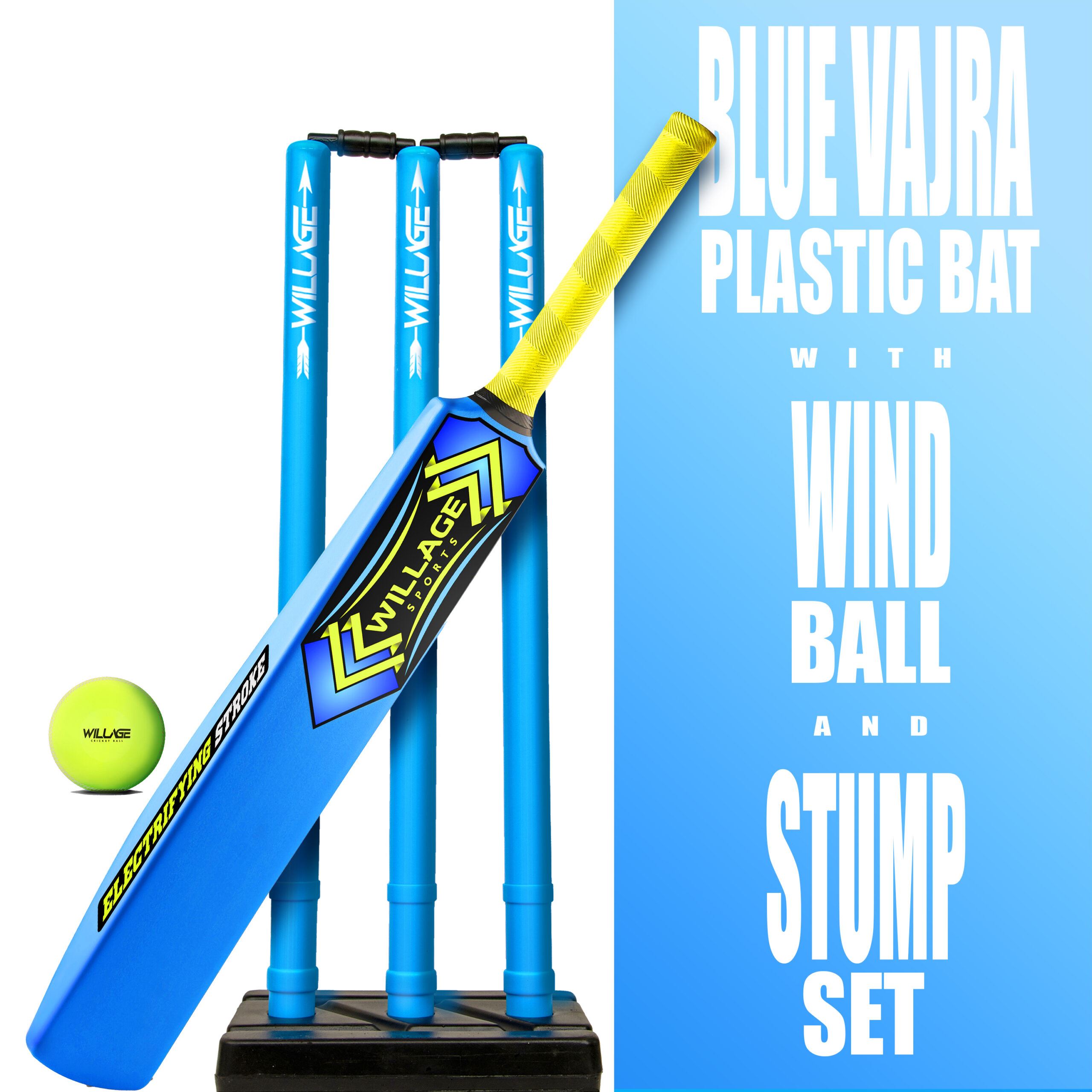 パチンコ ダイス Plastic Cricket Kit Blue Vajra Bat with Stumps & Wind Ball